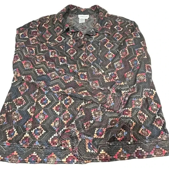 Vintage Coldwater Creek Black Denim Embroidered‎ Jacket Large - Picture 4 of 7